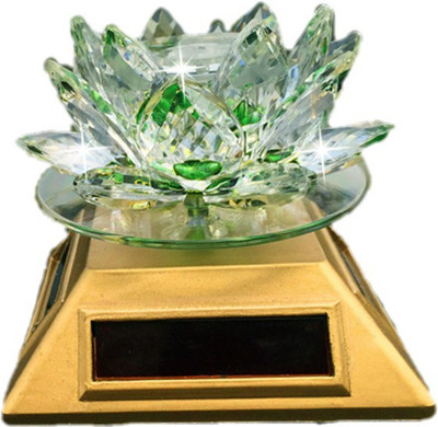

Gooddeals Home Car décor Gorgeous Crystal Lotus on autorotating solar stand Decorative Showpiece - 10 cm(Crystal, Green)