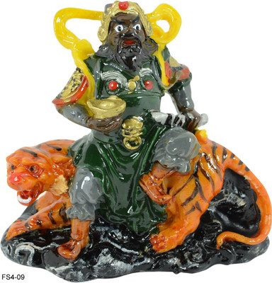

Reiki Crystal Products Wealth God On Tiger Decorative Showpiece - 10 cm(Porcelain, Multicolor)