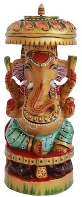 

Craft International Lord Ganesha Decorative Showpiece - 16 cm(Wooden, Multicolor)