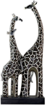 

X-Gift Aramani family of giraffe Decorative Showpiece - 40 cm(Polyresin, Silver)