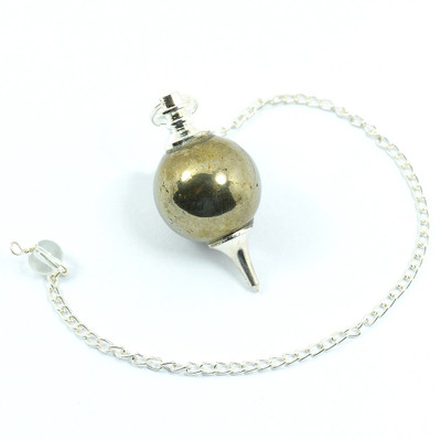 

Reiki Crystal Products Pyrite Ball Chain Pendulum, Dowser Decorative Showpiece - 4 cm(Crystal, Gold)