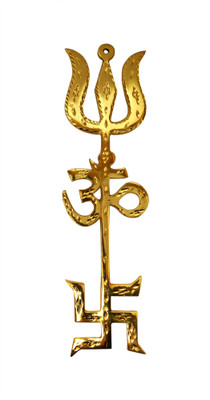 

Vashoppee Vastu Art Vastu / Fang Shui Trishakti (OM+TRISHUL+SWASTIK) For Reflect Negative Energy Decorative Showpiece - 22 cm(Alloy, Gold)