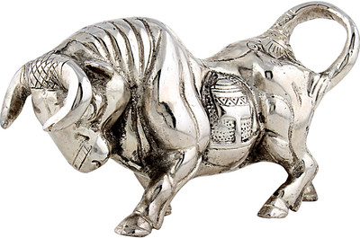 

Pink Rose Raging Bull Decorative Showpiece - 20 cm(Aluminium, Silver)
