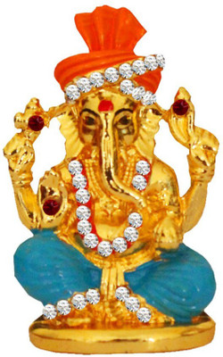 

Rich & Famous Indian Handicraft Showpiece Antique Chaturbhuj Lord Ganpati Stone Studded Decorative Showpiece - 5 cm(Alloy, Multicolor)