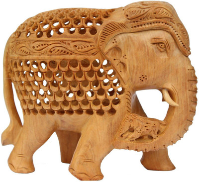 

ByCue Wooden jali elephants Decorative Showpiece - 5 cm(Wooden, Brown)