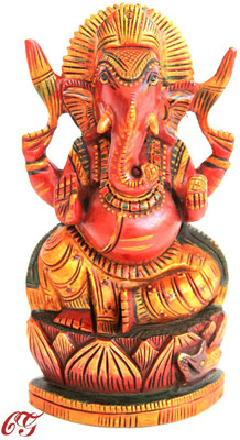 

Craft International Wooden Ganesh Statue Painted - 6 Inch Decorative Showpiece - 15 cm(Wooden, Brown)