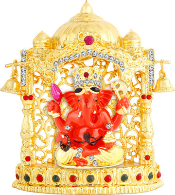 

Kulin Siddhivinayak Ganesh | Ganpati | Lord Ganesha Idol - Statue Gift item Decorative Showpiece - 7.5 cm(Gold Plated, Orange)