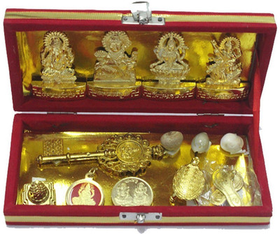 

Creative Gifts Shri Sri Dhan Laxmi- Kuber Bhandari Yantra- Generate A Source Of Income For You Decorative Showpiece - 21 cm(Paper, Red, Gold)