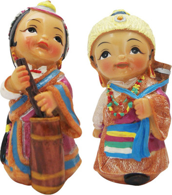 

DivyaMantra Set Of Tibetan Ethnic Dolls (4442) Decorative Showpiece - 12.5 cm(Polyresin, Multicolor)