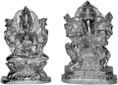

SHIVOHAM Shri Laxmi Ganesh Parad Idol (Mercury) Decorative Showpiece - 6 cm(Alloy, Silver)
