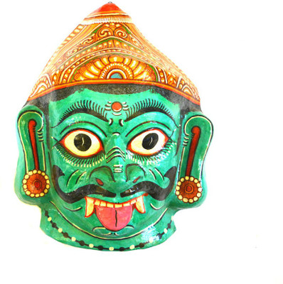 

Art Godaam Pattachitra Mahinsasura Decorative Showpiece - 32 cm(Paper Mache, Green)