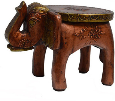 

sovam Wooden Elephant Stool for Decoratives Decorative Showpiece - 17.78 cm(Wooden, Multicolor)