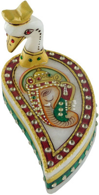 

Chave Marble Peacock Roli Sindoor Tilak Vase with kundan work ( Marble Chopra ) Decorative Showpiece - 2 cm(Stoneware, Multicolor)