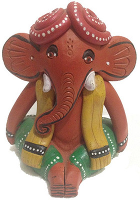 

Infinity Infinity miracle Ganesha Murti Decorative Showpiece - 8 cm(Terracotta, Red)