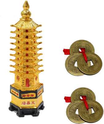 

Shubh Store Education Tower and Lucky Coin Set For Academic Success Best Combo Decorative Showpiece - 13.7 cm(Polyresin, Gold)