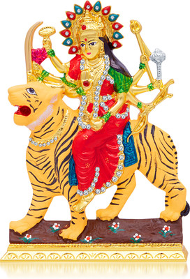 

Kulin Goddess Maa Durga Idol For Home Decor | Office | Shops | Gifting Decorative Showpiece - 16 cm(Gold Plated, Multicolor)