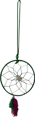 

DivyaMantra Green Pink Dream Catcher Decorative Showpiece - 12 cm(Cotton, Dark Green)