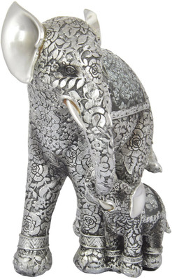

shivika enterprises babymotherelephant Decorative Showpiece - 21 cm(Polyresin, Multicolor)