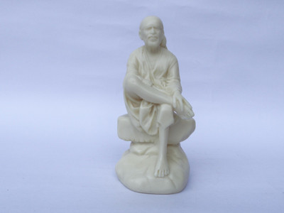 

DivineHaat Synthatic Ivory White Sitting Sai Baba Decorative Showpiece - 11.5 cm(Stoneware, White)