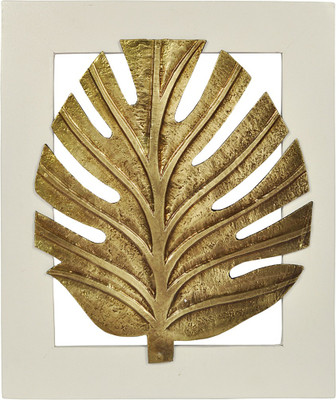 

Lal Haveli Ethnic Wall Decor Golden Leaf Wooden Frame Decorative Decorative Showpiece - 33 cm(Wooden, White)