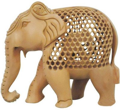 

ByCue Elephant Artifact Decorative Showpiece - 12.5 cm(Wooden, Brown)
