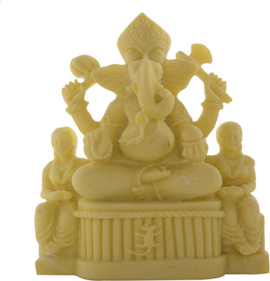 

JaipurCrafts Pure White Lord Ganesha With Riddhi And Siddhi Decorative Showpiece - 12.7 cm(Stoneware, White)