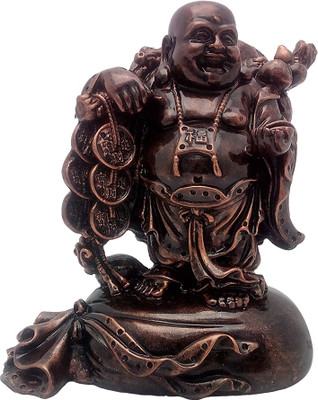 

Art N Hub Laughing Buddha - Handicraft Decor Statue (H-26cm) Decorative Showpiece - 26 cm(Polyresin, Copper)