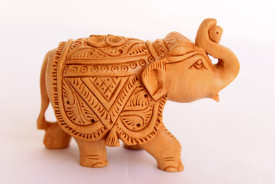 

Craft International Elephant Trunk Up Carved - 2.5 Inch Decorative Showpiece - 6.25 cm(Wooden, Brown)