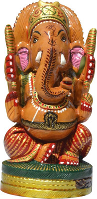 

Collectible India Wooden Ganesh Figure Gift - Ganesha Ganpati Decorative Showpiece - 15 cm(Wooden, Multicolor)