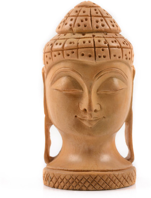 

eCraftIndia Buddha Head Decorative Showpiece - 7.62 cm(Wooden, Brown)