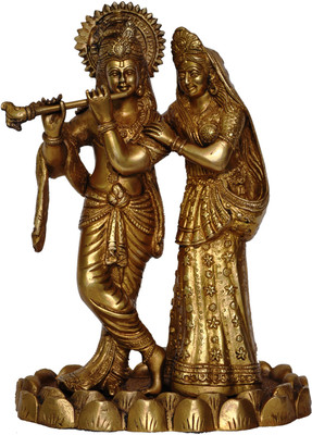 11% OFF on aakrati Love Couple Radha Krishan Glorious Statue Decorative Showpiece - 28 cm(Brass, Yellow)