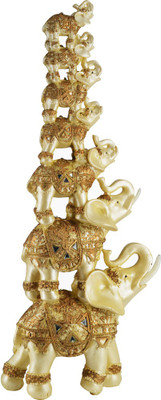 

Bird In Blue Feng Shui White Stacked Elephants Decorative Showpiece - 39 cm(Polyresin, White)