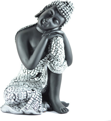 

Reiki Crystals Products Vastu / Feng Shui Sitting Sleeping Lord Buddha Blessing Black & Silver Antique Idol 7.5 Inch Decorative Showpiece - 18.5 cm(Porcelain, Multicolor)
