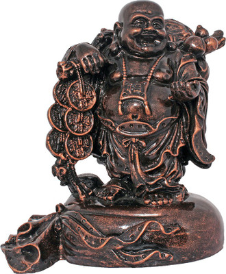 

Art N Hub Fengshui God Laughing Buddha Vastu Statue Home Décor Gift Item Decorative Showpiece - 26 cm(Earthenware, Copper)