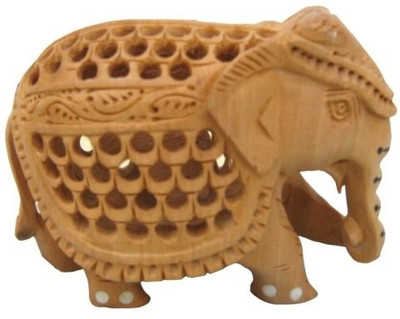 

Chitra Handicraft Elephant Decorative Showpiece - 7 cm(Wooden, Brown)
