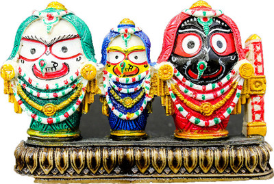 

THE HOLY MART JAGANATH BALDEV SUBADRA IN THEIR TRADITIONAL SNAN YATRA DRESS Polyresin Home Temple(Height: 2.2 cm)