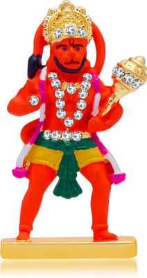 

Kulin Lord Hanuman | Bajrangbali Idol For Car Dashboard | Home Decor | Gifting Decorative Showpiece - 3 cm(Gold Plated, Orange)