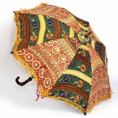 

Creative Handicraft Colorful Design Rajasthani Umbrella Decorative Showpiece - 4 cm(Aluminium, Brown)