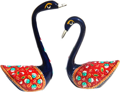 Handicrafts Paradise Swans Decorative Showpiece - 11 cm(Glass, Clear, Green, White)