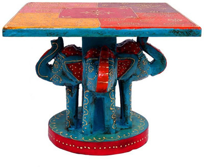 

NG Art Ventura Ethnic elephant decoration stand Decorative Showpiece - 18 cm(Wooden, Blue, Multicolor)