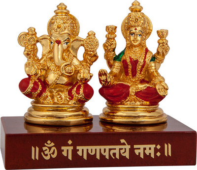 

Siri Creations Lashmi Ganesha idol with Foil Decorative Showpiece - 8 cm(Gold Plated, Multicolor)
