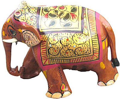 

Chitra Handicraft Elephant Decorative Showpiece - 7 cm(Wooden, Multicolor)