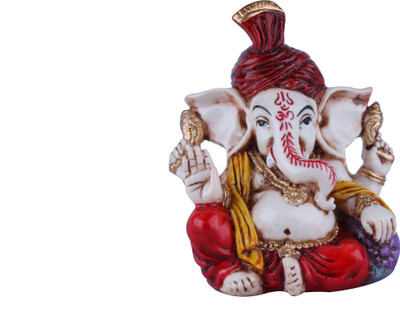

The Nodding Head Lord Ganesha Small Statue (Red) Decorative Showpiece - 10 cm(Polyresin, Multicolor)