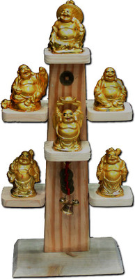 

7 Ocean Laughing Buddha Decorative Showpiece - 28 cm(Gold Finish, Yellow)