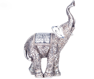 

X-Gift Aramani silver color elephant Decorative Showpiece - 28 cm(Polyresin, Silver)