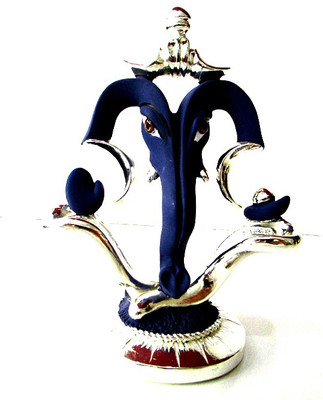 

Saanvi Creations Decorative Showpiece - 8 cm(Terracotta, Silver Plated, Blue)