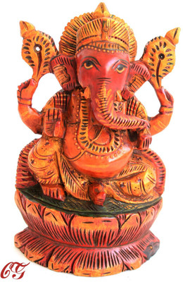 

Craft International Wooden Ganesh Statue Painted - 6 Inch Decorative Showpiece - 15 cm(Wooden, Brown)