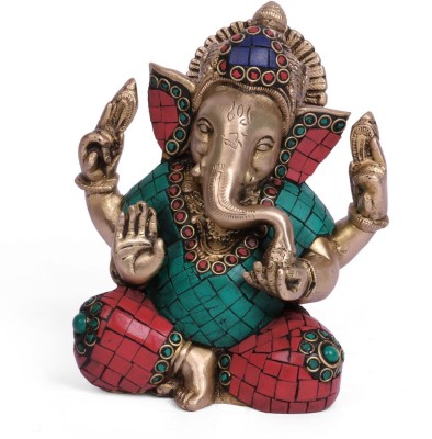 Collectible India Jolly Large God Brass Ganesh Statue Idol Decorative Showpiece  -  17 cm(Brass, Multicolor)