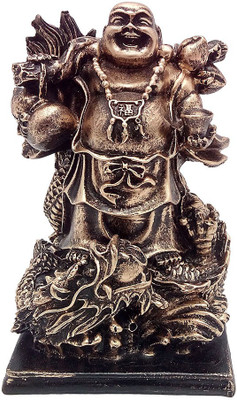 

Art N Hub Antique Look Feng Shui Laughing Buddha Handicraft Idol Lord Gautam Buddha Statue Decorative Spiritual Vastu Showpiece Figurine - Religious Gift item & Murti for Mandir / Temple / Home Decor / Office Decorative Showpiece - 15 cm(Earthenware, Gold