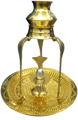 APDI Parad Shivling 200 Gm With Brass Yoni & Kalash with Stand Decorative Showpiece - 24 cm(Brass, Silver)